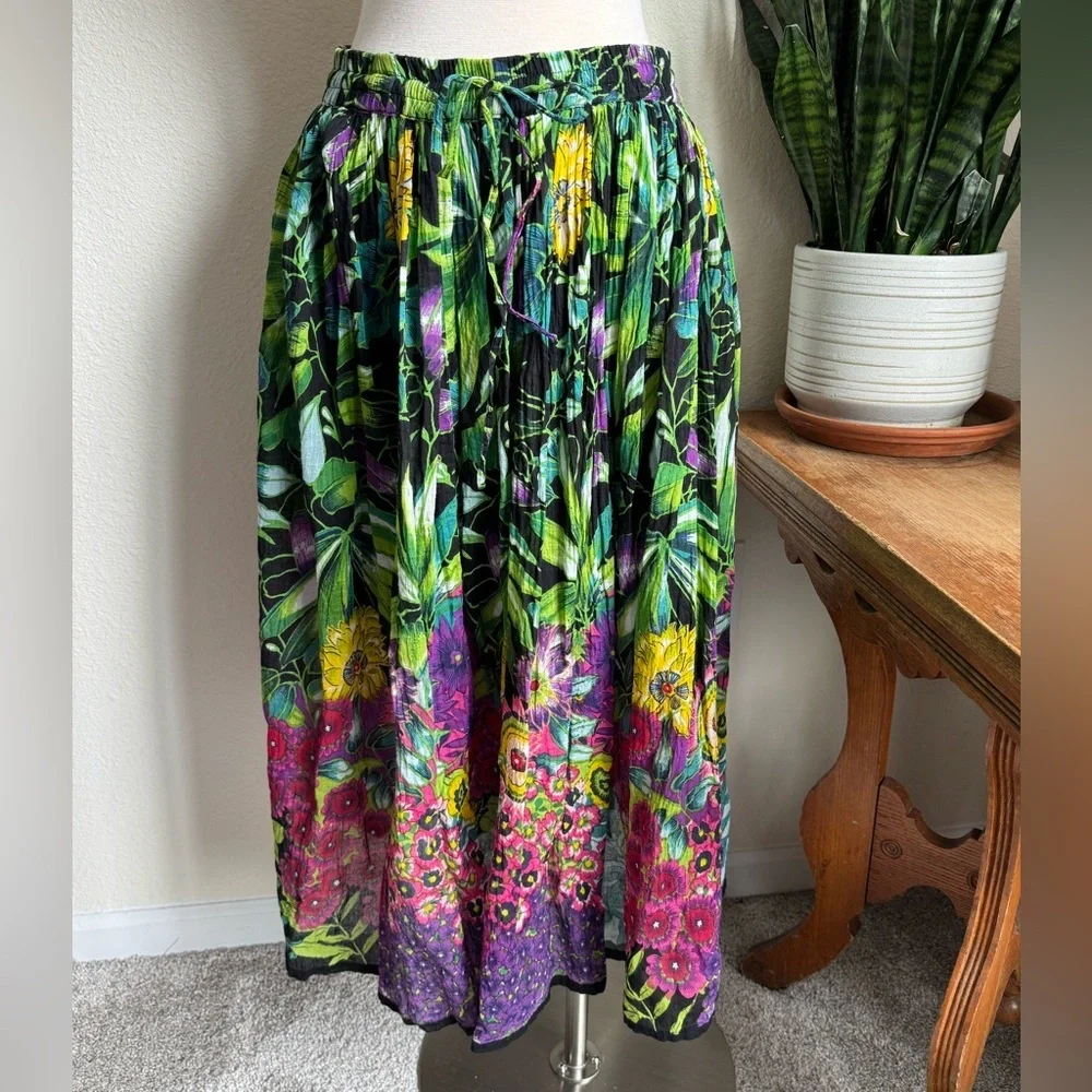 Vintage‎ Boho Floral Skirt – Crinkle India Cotton Indie Sleaze festival